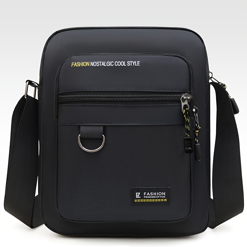 TEMU Fashion Casual Men's Diagonal Bag Oxford Cloth Fashion Men's Bag Shoulder Fabric Bag [zipper Direction Random]