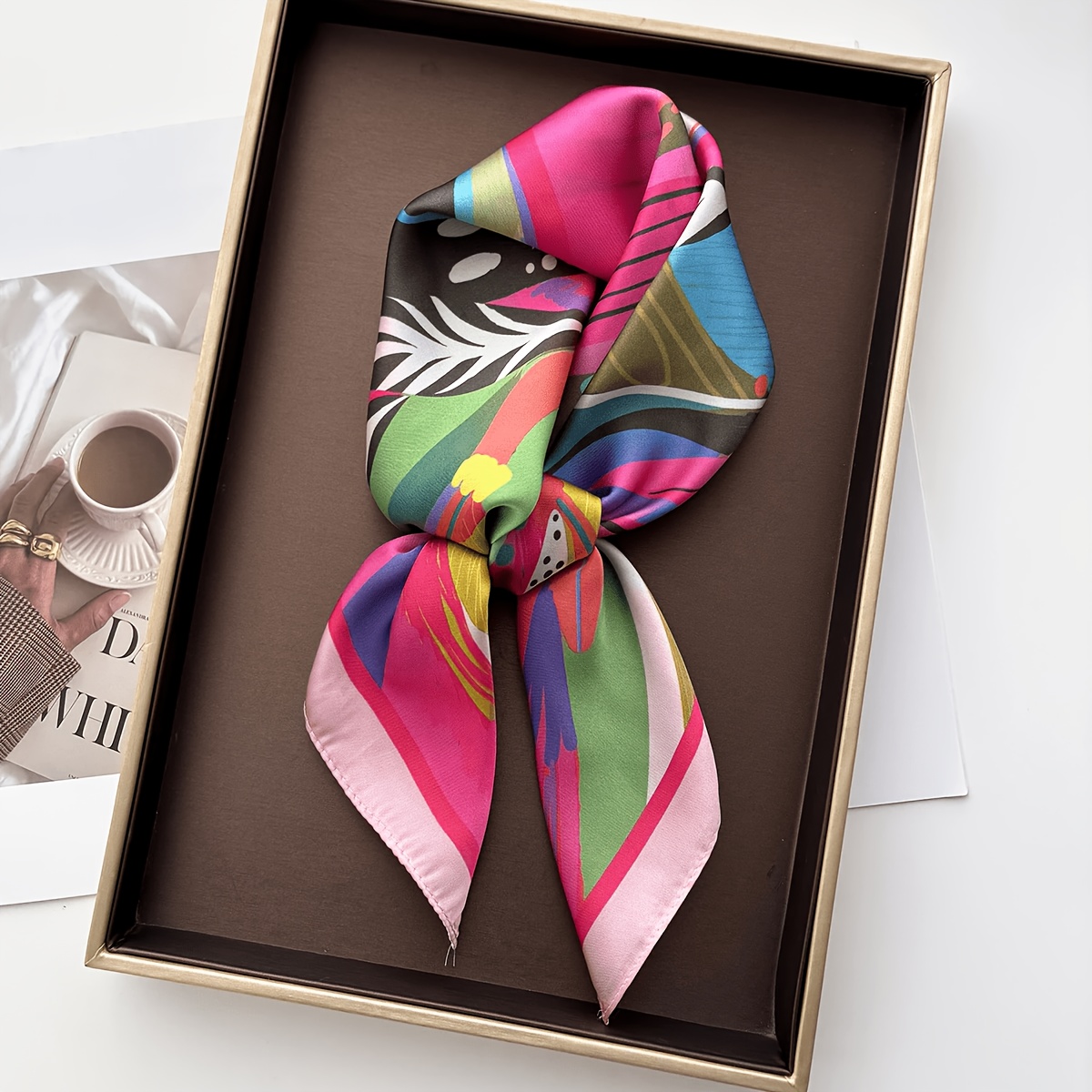 Image of 2026 New Magenta Abstract Jungle Pattern Women' Scarf, Headscarf, Shawl, Multi-functional Use, Smooth And Breathable, Suitable For Holiday Gifting, Daily Wear, Etc