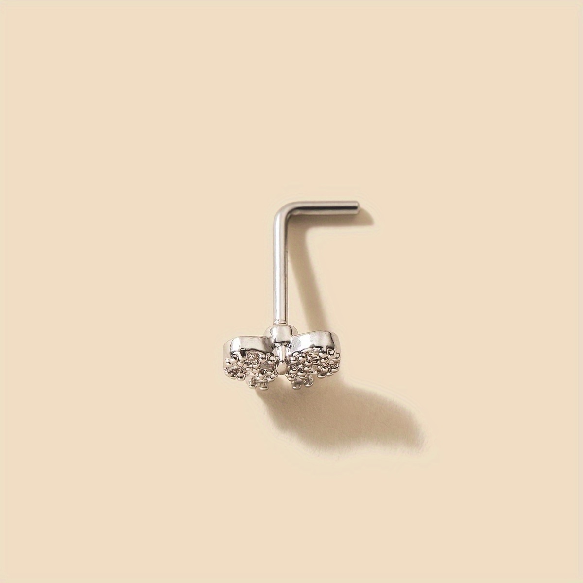 Petite Nose Stud with Zirconia Butterfly Bow Gift