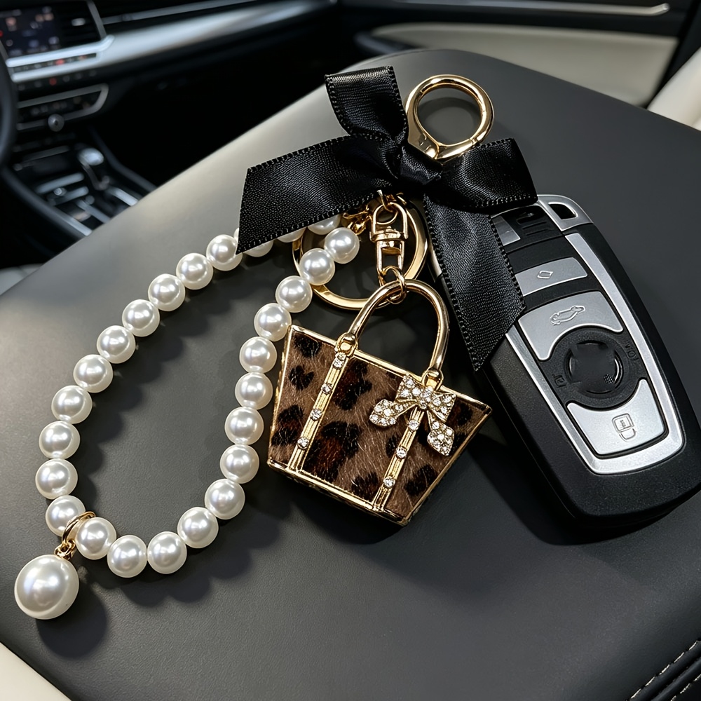 TEMU 1ps Stylish Ladies' Metal Handbag Accessory In Black With A -shaped Car Key Decoration - For Her