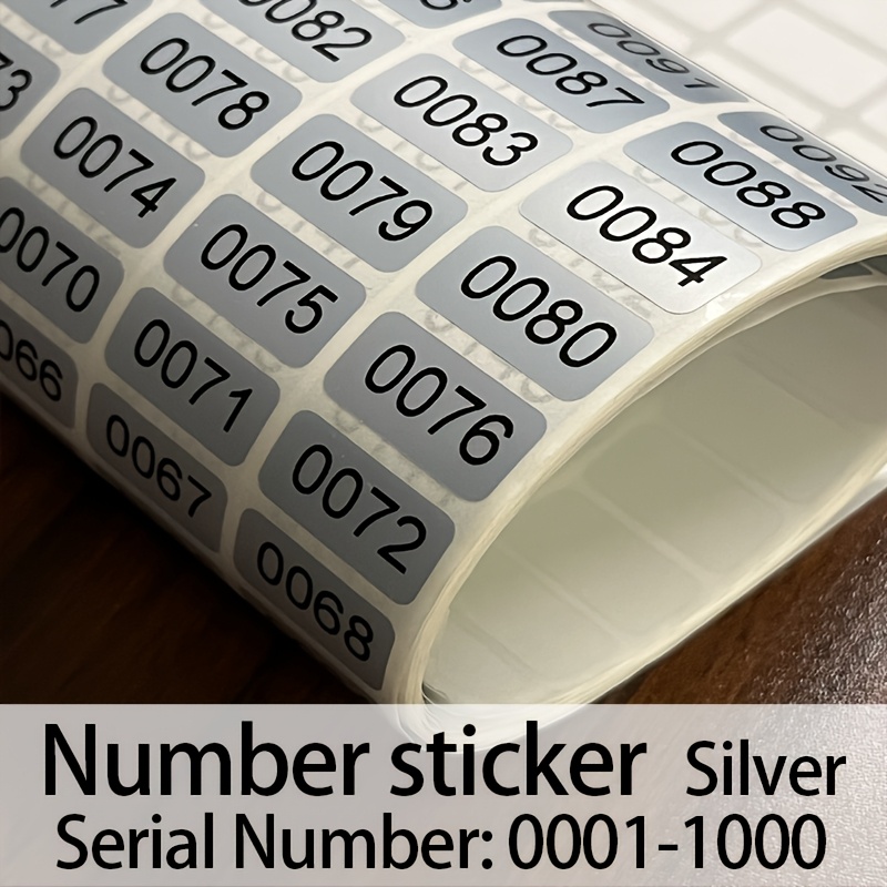 0001-1000 Continuous Numbering Stickers, Marker Labels, Warehouse Labels, Suitable For Brush Tool, Warehouse, Storage Marking, Transparent/silvery Options