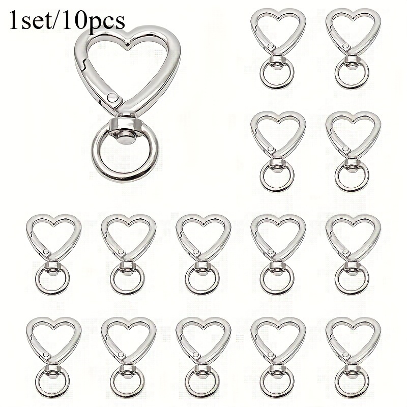10pcs Durable Alloy Heart-Shaped Swivel Keychain Rings - Chic DIY Hooks &amp; Bag Accessories for Crafts, Jewelry Making, and Organization, Key Organizer, Best for Christmas