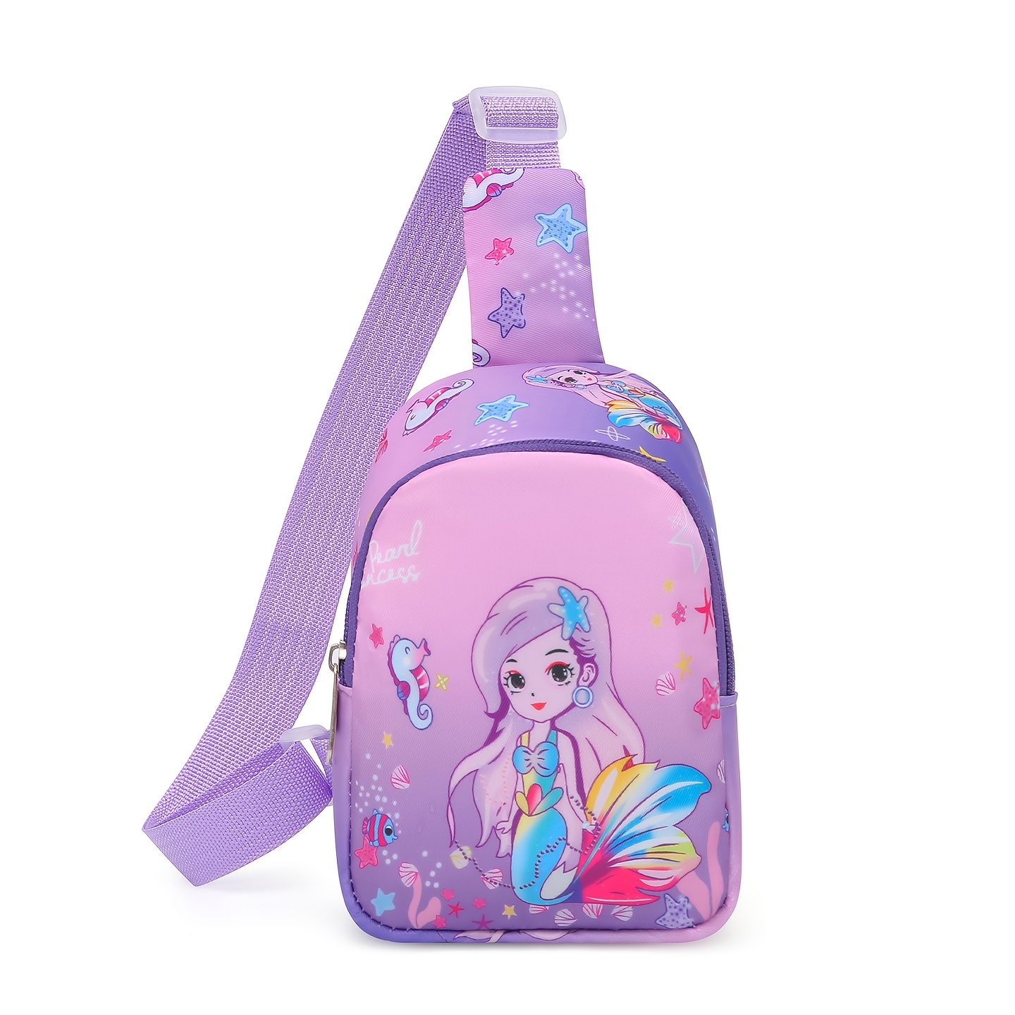 TEMU Sac bandoulière poitrine sirène, petit sac de poitrine dessin animé, petit sac léger à une épaule pour et le rangement décontracté