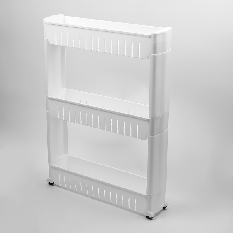 1pc 3-tier Super Narrow Refrigerator Side Shelf Organizer - Thick Shelf - No Installation Required, Suitable For Bathroom And Living Room Storage, Shelves