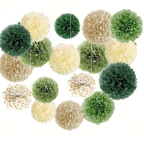 poza articolului 13 bucăți pom- din hârtie verde măslin și cu decoruri - decoruri pentru nuntă boho, crăciun, petreceri bohemiene, sferice pentru toate anotimpurile, ornamente pentru pom, cărți, gărlande - bile ușoare din hârtie