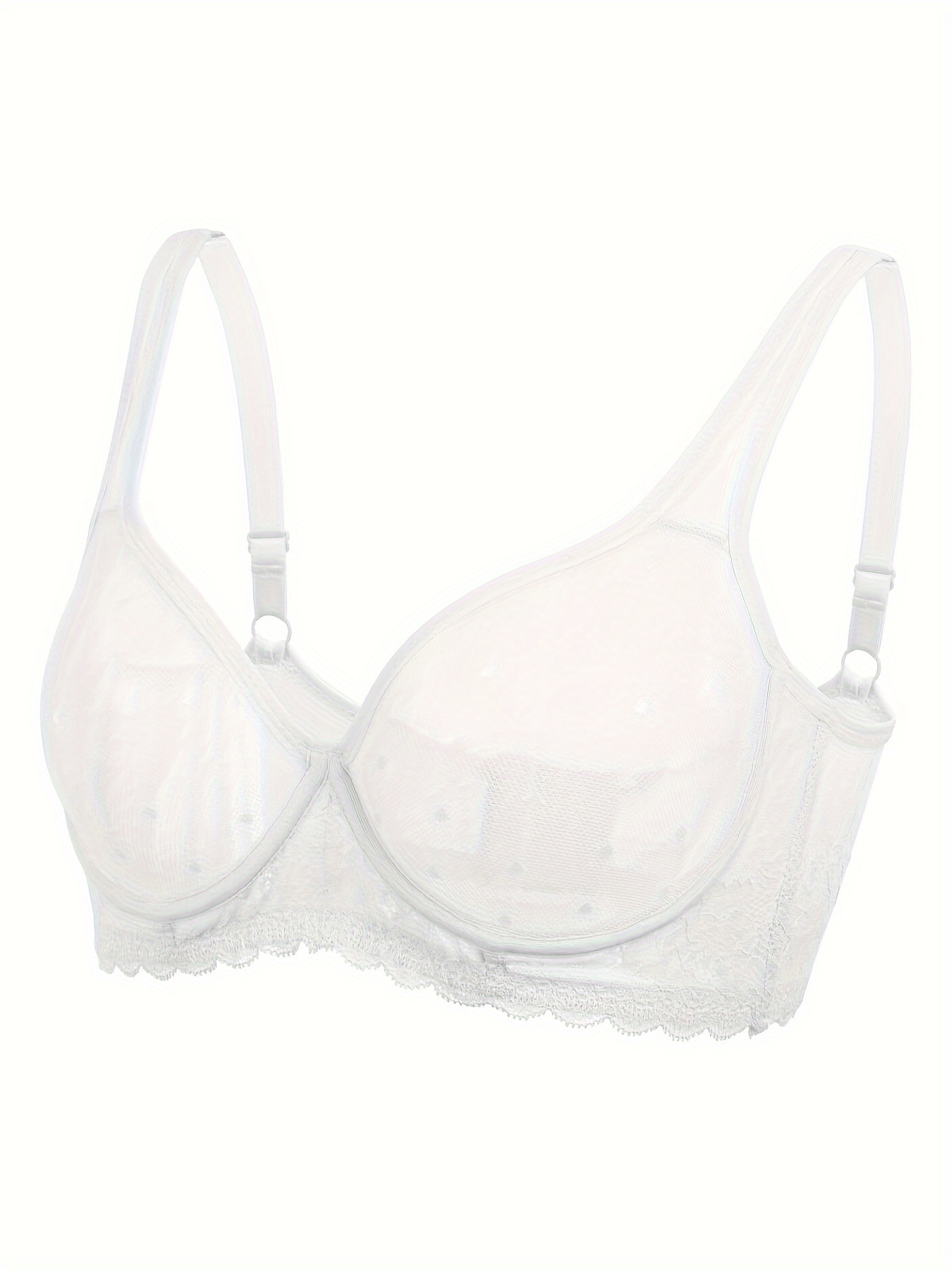 Polka Dot Mesh Unlined Bra Comfy Breathable Push Sheer Bra - Temu