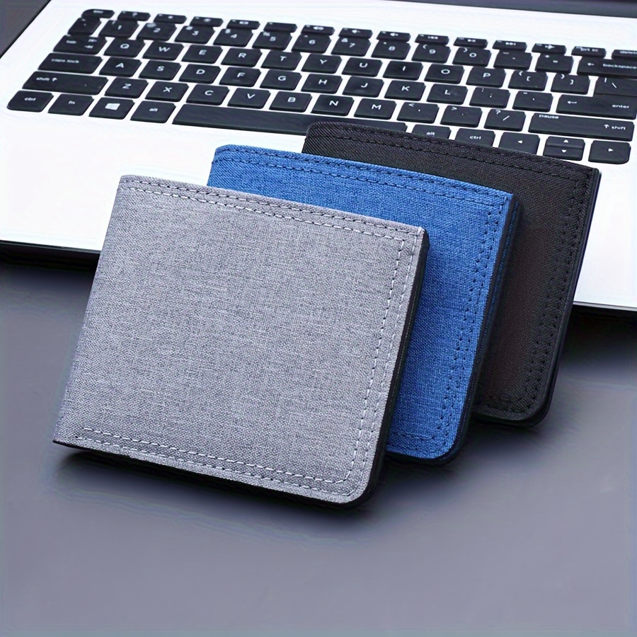 

1pc Men's Short Oxford Wallet With Zipper, Men's Thin Business Casual Street Wallet