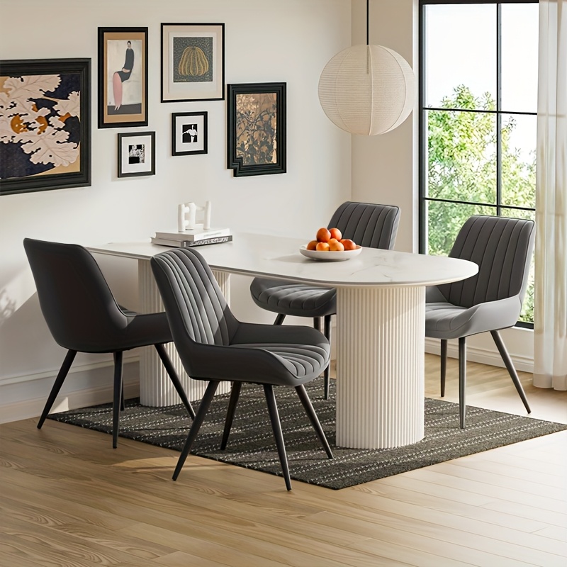 Modern Dining Chairs, Comfy Dining Room Chairs with Thick Cushions, Upholstered Fabric Kitchen Side Chairs with Metal Legs