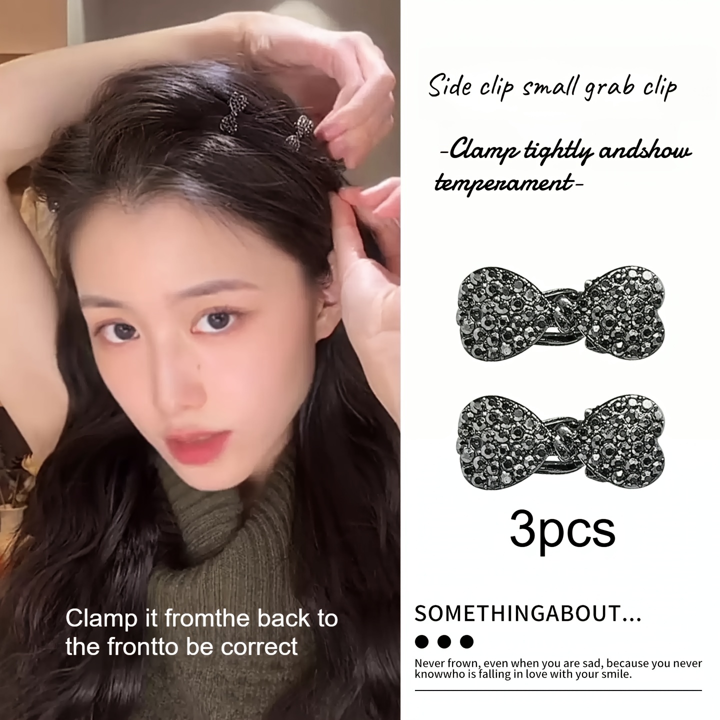 TEMU Ensemble de 3 pièces Rétro Élégant Luxe Léger Broche à Complète Nœud Griffe French Rétro Épingle à Cheveux Niveau Déesse Tempérament Coiffure