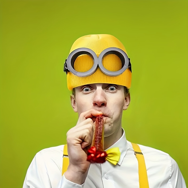 

Festive 1/3pcs Costume: Yellow Beanie, Black Gloves, And Goggles - Perfect For Parties And Playtime - Absumael Brand