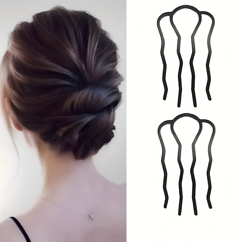 2pcs four tooth hair styling comb easy hairpin - Temu display picture 1