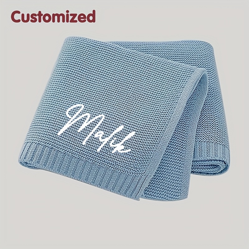 TEMU Custom Embroidered Name Throw Blanket, Personalized Blanket, Comfortable Minimalist Style, Customizable Colors And Designs, Suitable For And