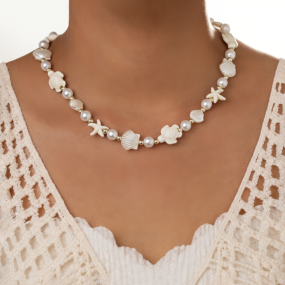 6pcs, elegant turtle pendant necklace, stylish pendant, marine