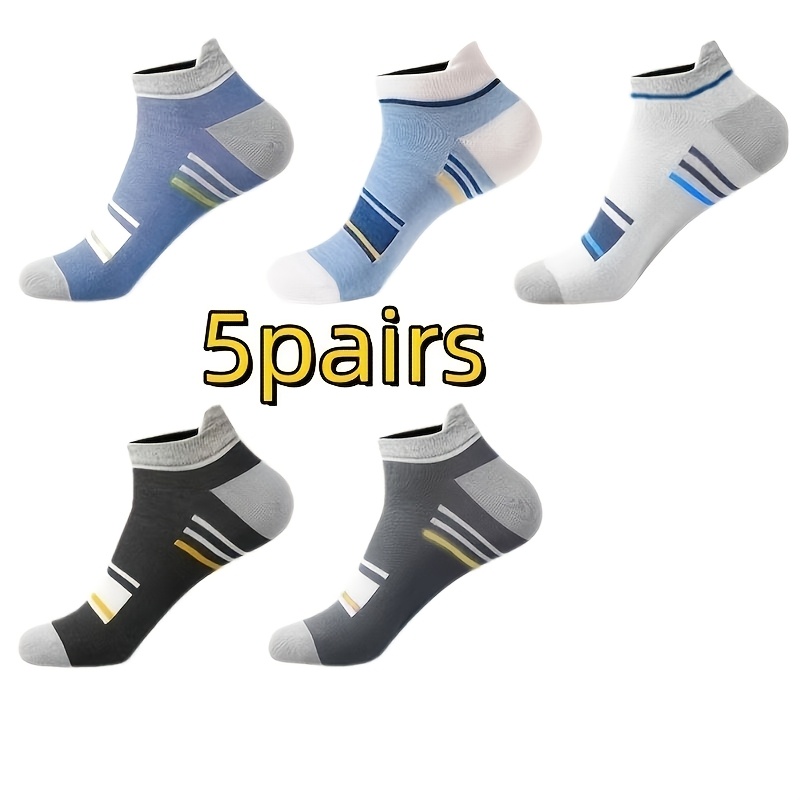 5 Pairs Of Men's Comfortable And Breathable Short Sports Socks For Spring And Summer
