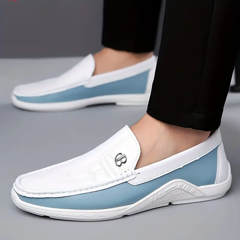 mens soft sole slip on trendy faux leather low top casual shoes for outdoor walking traveling details 3