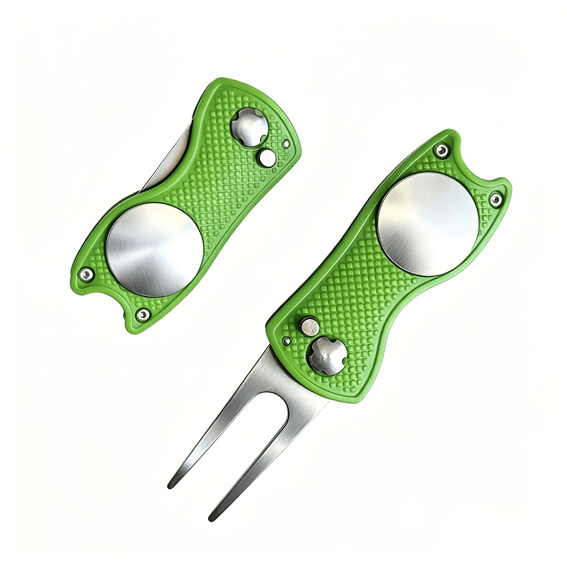 TEMU 1pc Foldable Golf , Includes Magnetic Metal Golf Ball Marker, Abs Plastic Handle, And Stainless Steel , Lightweight And Practical Golf Accessory