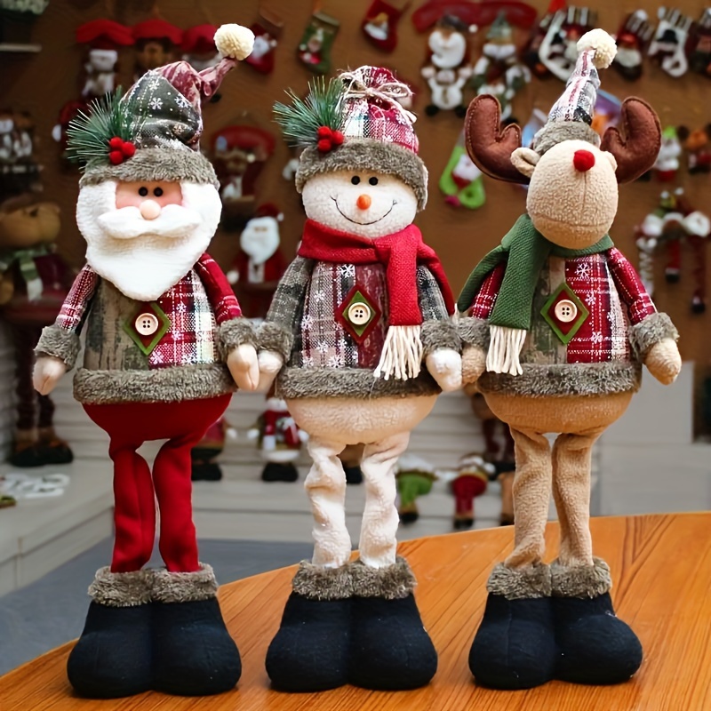

Charming Christmas Doll Decoration - Santa, Snowman & Reindeer | Soft Flannel Holiday Ornaments For Festive Home Ambiance Holiday Decorations Holiday Decor