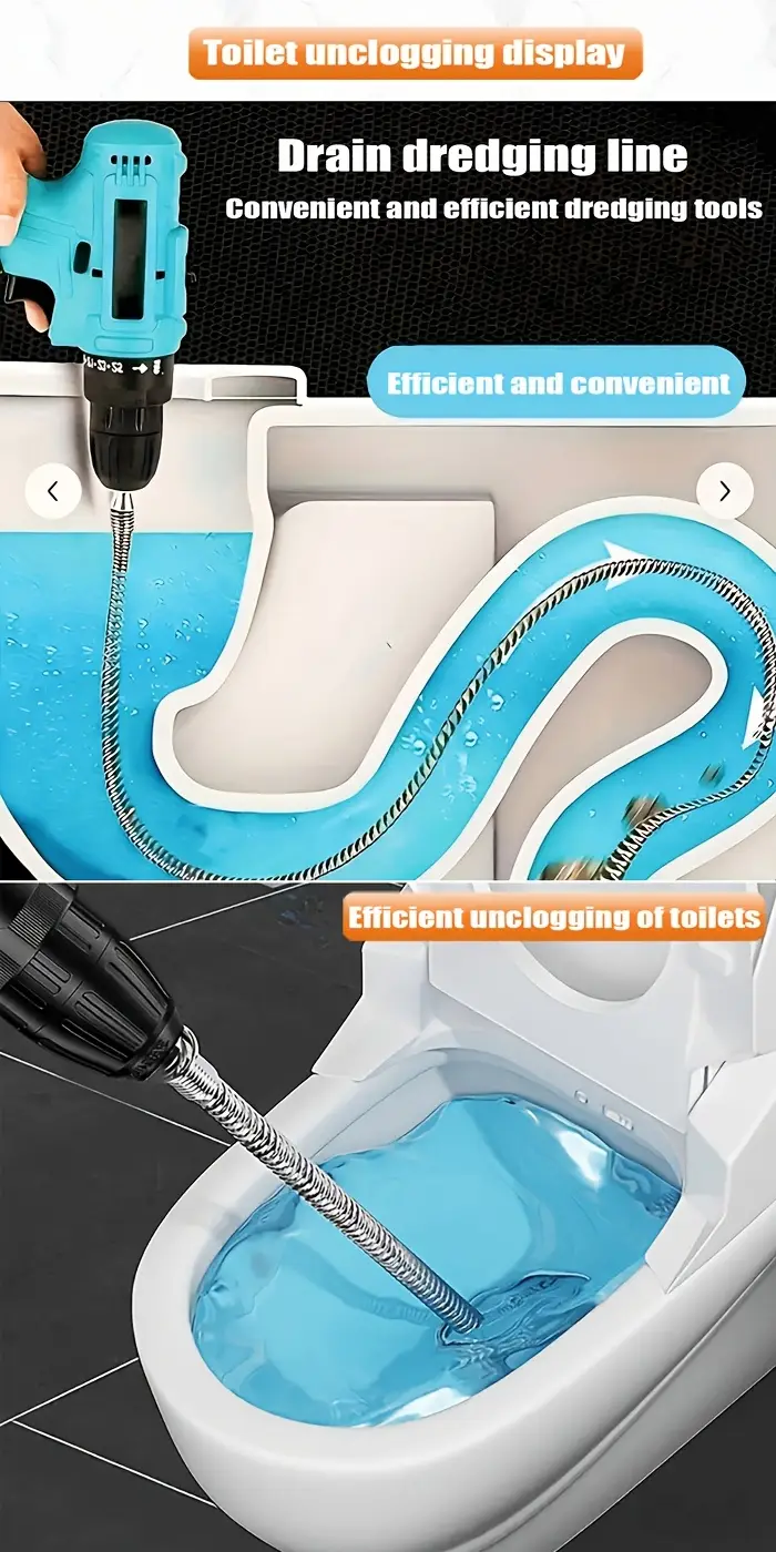 1pc 39 37 long flexible electric pipe unclog tool versatile sink and toilet unclog hair and waste removal bathroom and kitchen drain cleaner pipe accessories durable space saving design details 0