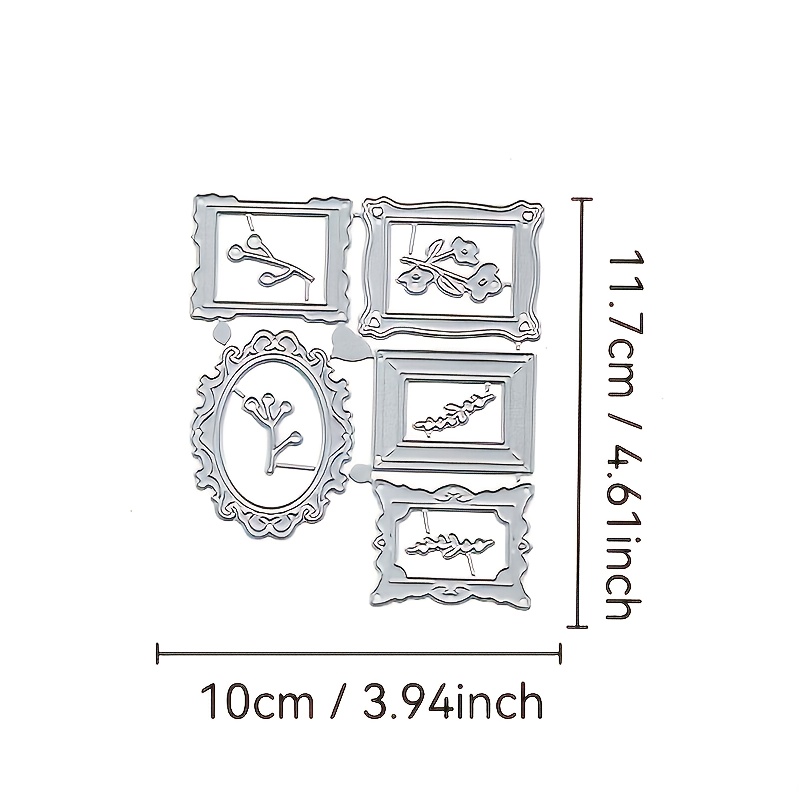 E-shop 5-teiliges Set Vintage Fotorahmen Stanzschablonen aus Kohlenstoffstahl für Scrapbooking, Alben, DIY-Bastelarbeiten Geschenkherstellung – Ideal