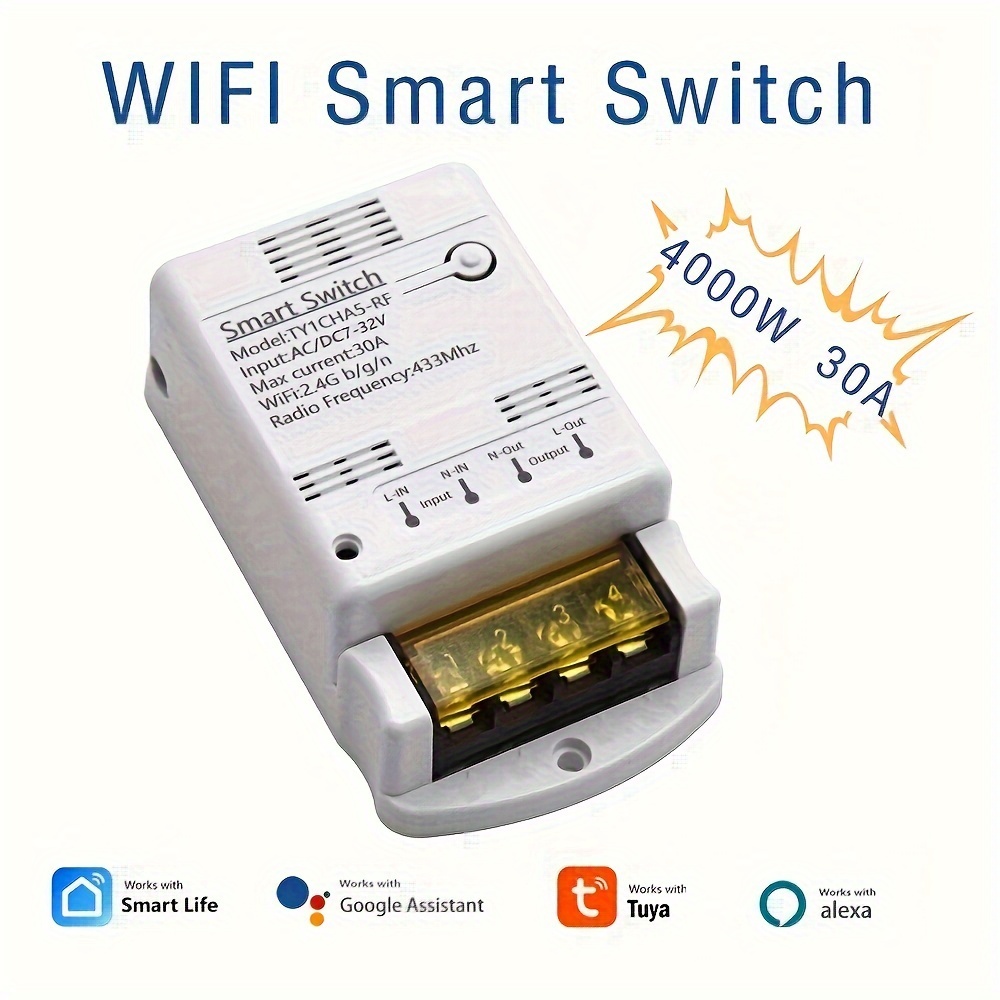 wifi inteligente para relé switch 30a compatible con potencia