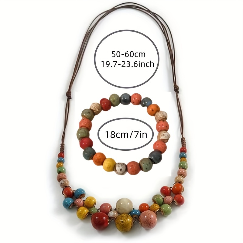 2 Pack Women's Ceramic Bead Y Necklaces, Adjustable Length