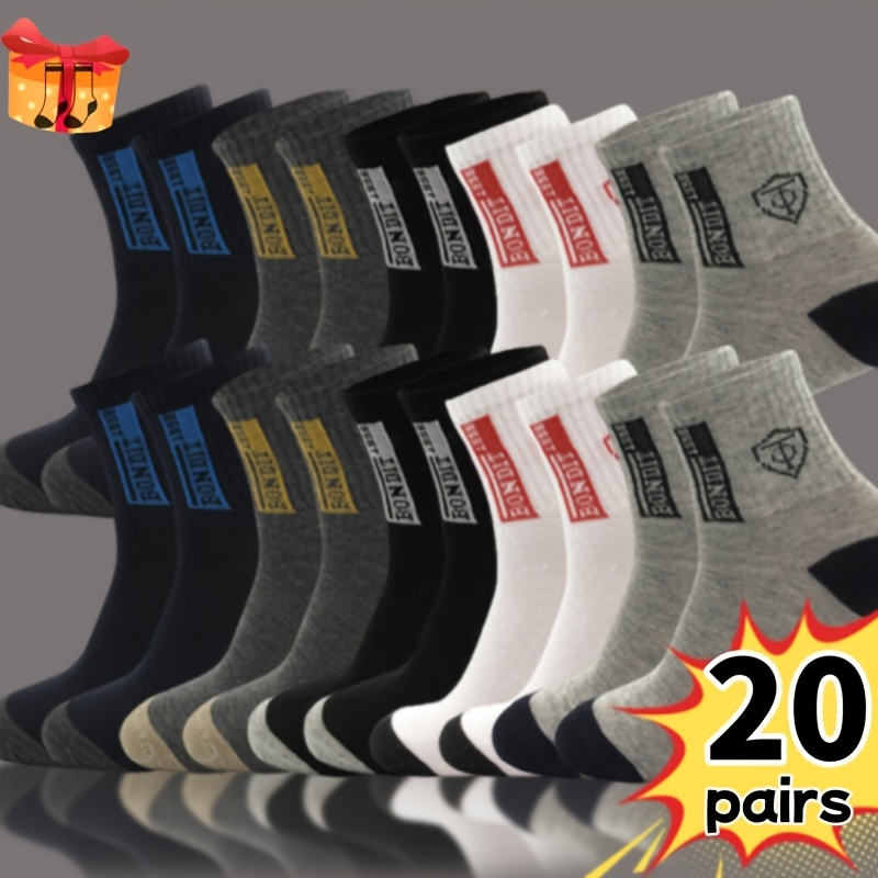 20 Pairs Men's Comfortable Breathable Socks