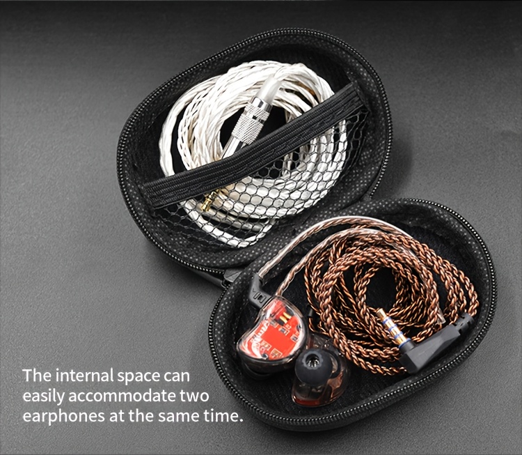 portable faux leather earphone case oval shockproof protective pouch with zipper closure compact travel organizer for headphones earbuds black headphone storage case portable storage case sleek accessory durable organizer flexible material electronic accessory Product details 5