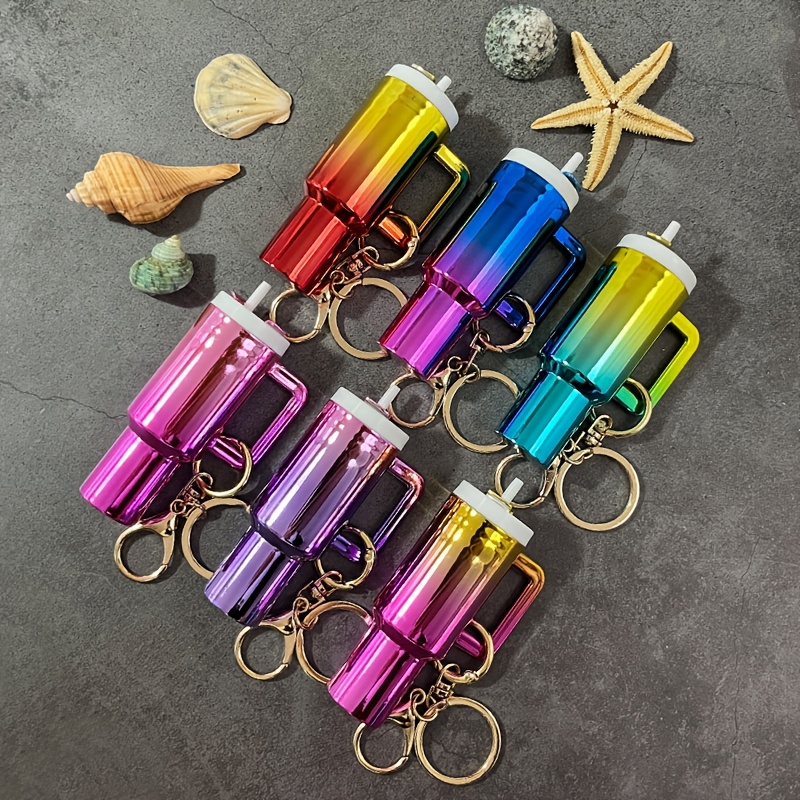 

1/6pcs New Gradient Mini Water Cup Keychain A Perfect Gift For