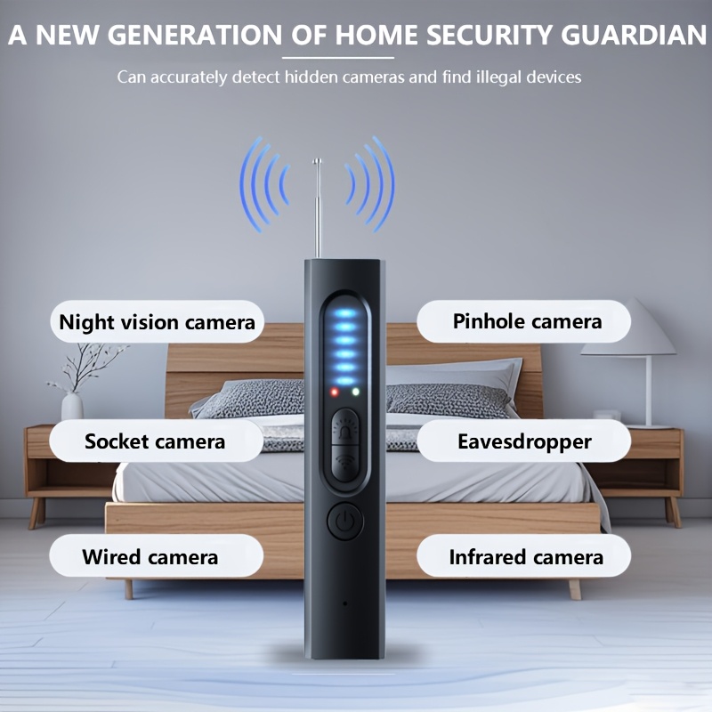 Detector de cámaras ocultas 3 en 1 - Detector de cámaras espía con alarma vibratoria y linterna LED, ajuste de sensibilidad en 5 niveles, ideal para oficina, hotel, hogar, alarma de seguridad - Imagen 5