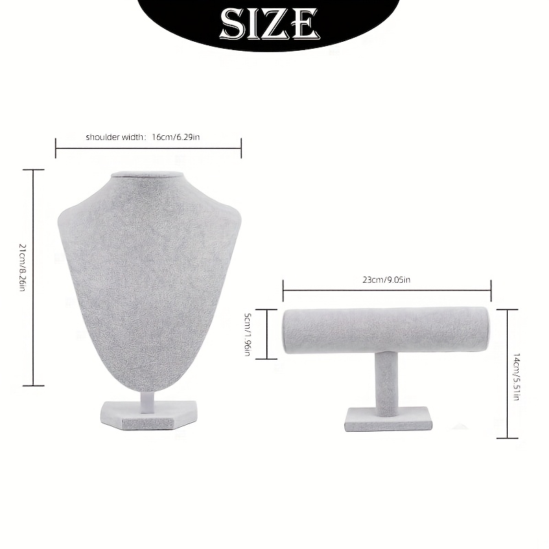 E-shop Schwarz-Weißes Schmuck-Display Set aus Samt, Armband-Displayständer, Porträt-Modell, Brustkorb, Halsketten- und Armband-Displayständer,