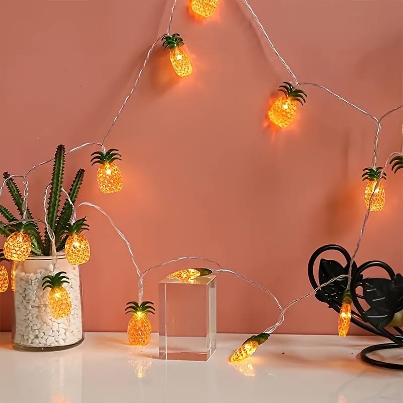 E-shop 1 LED-Ananas-Lichterkette – Tropische Partydekoration mit realistischen Ananasmotiven, batteriebetrieben (ohne Stecker) für Hawaiianer-Partys,