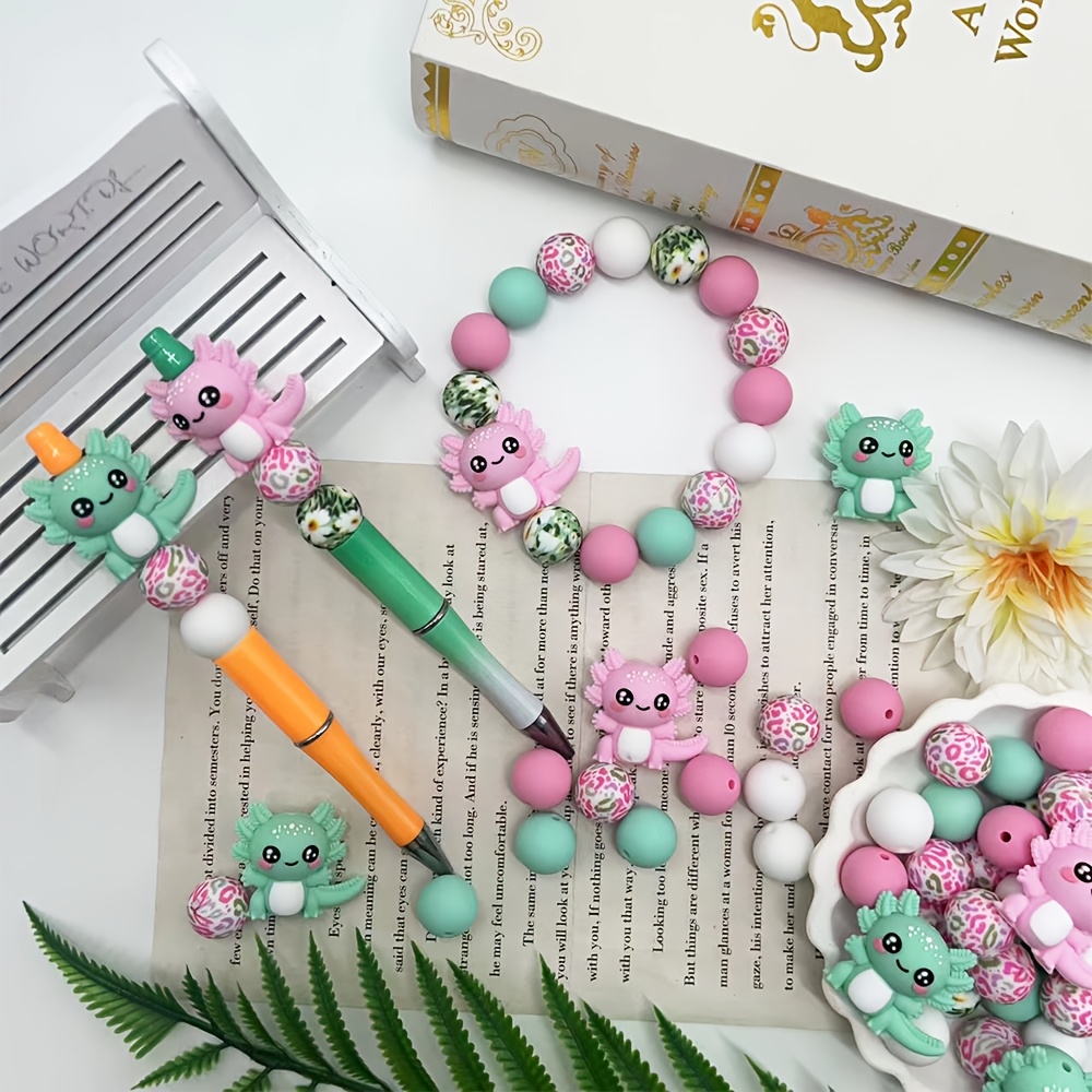 34pcs Spring Silicone Bead Set with Salamander Designs