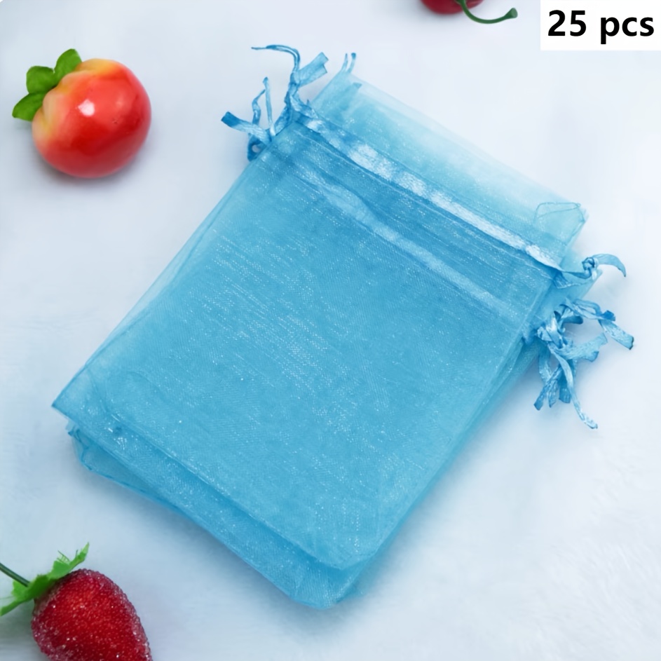 E-shop Geschenk für Sie/Ihn 25 Stück 15*10cm Seeblaue Organza-Schmucketuis mit Kordelzug
