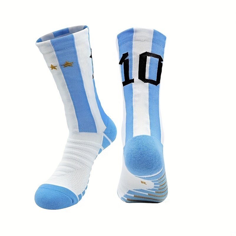 

Men's Anti-slip Athletic Socks With Towel Bottom - Breathable, Moisture-wicking Polyester For Football & Sports, Machine Washable