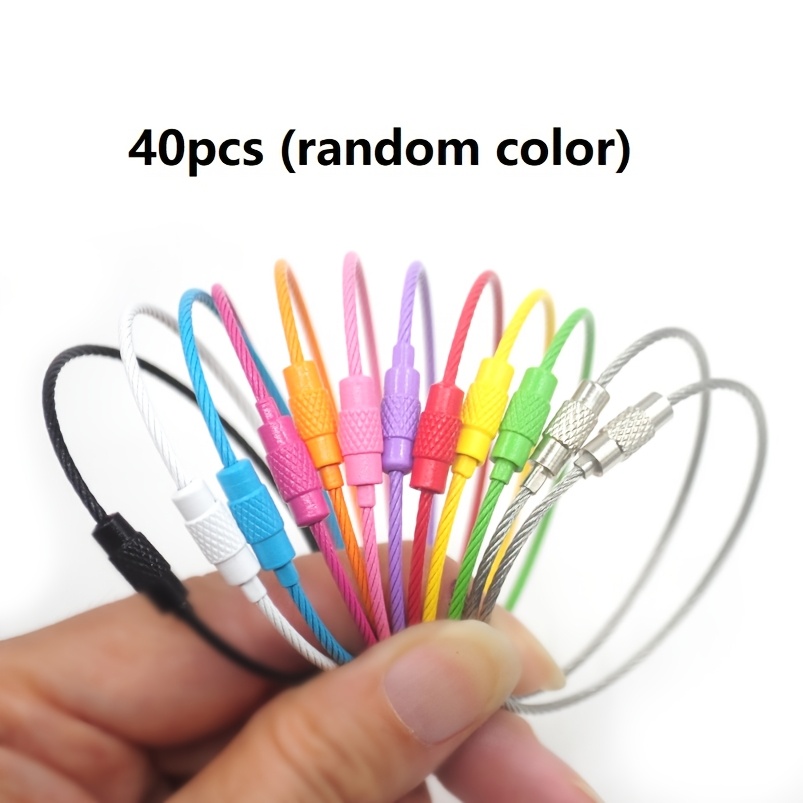 TEMU 40pcs Metal Cable Keychain Loops - 1.96inch Large Key Rings With For Luggage Tags, Sports Gear, Travel Accessories