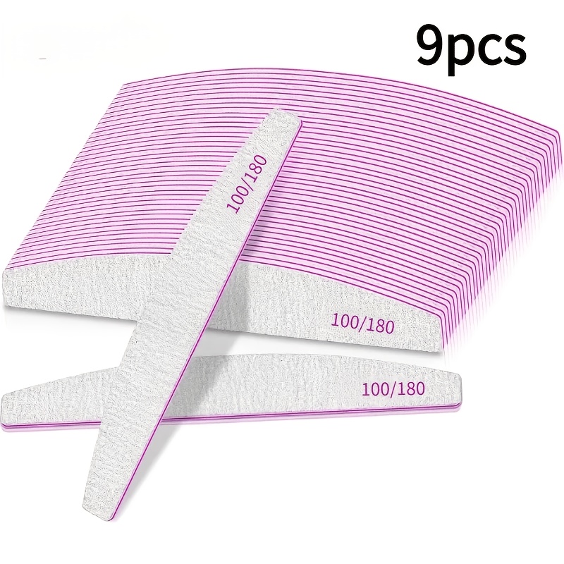 TEMU Professional Nail File, 100/180 Grit Double-sided File| Coarse-grit Washable Nail File, Suitable For Acrylic And Natural Nails, Non-replaceable