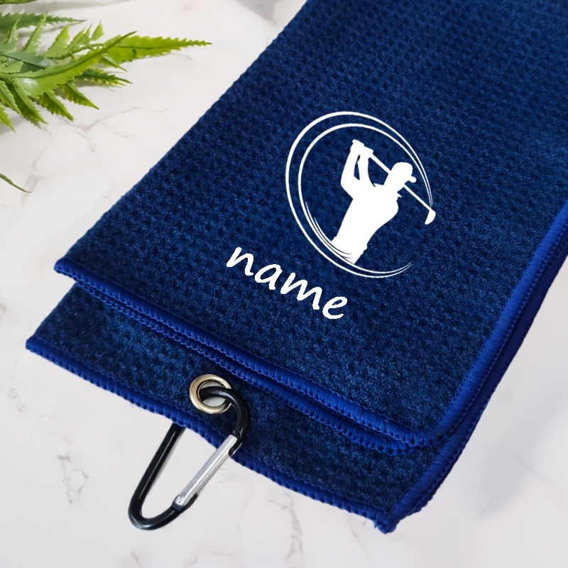 TEMU Customizable Names Or Words, Personalized Golf Towel - Golf Club Pattern, High-quality Durable Fabric, Mixed Colors - Ideal Gift For Fathers, ,