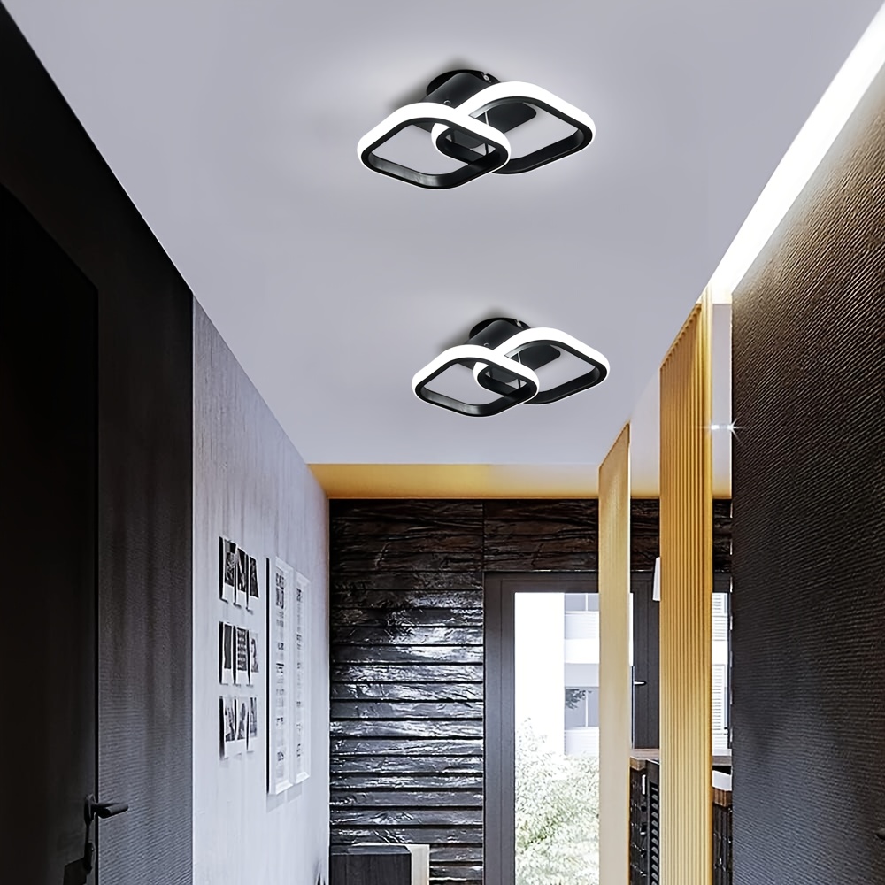 Modern Black White Square Ceiling Light with Adjustable Color Temperature