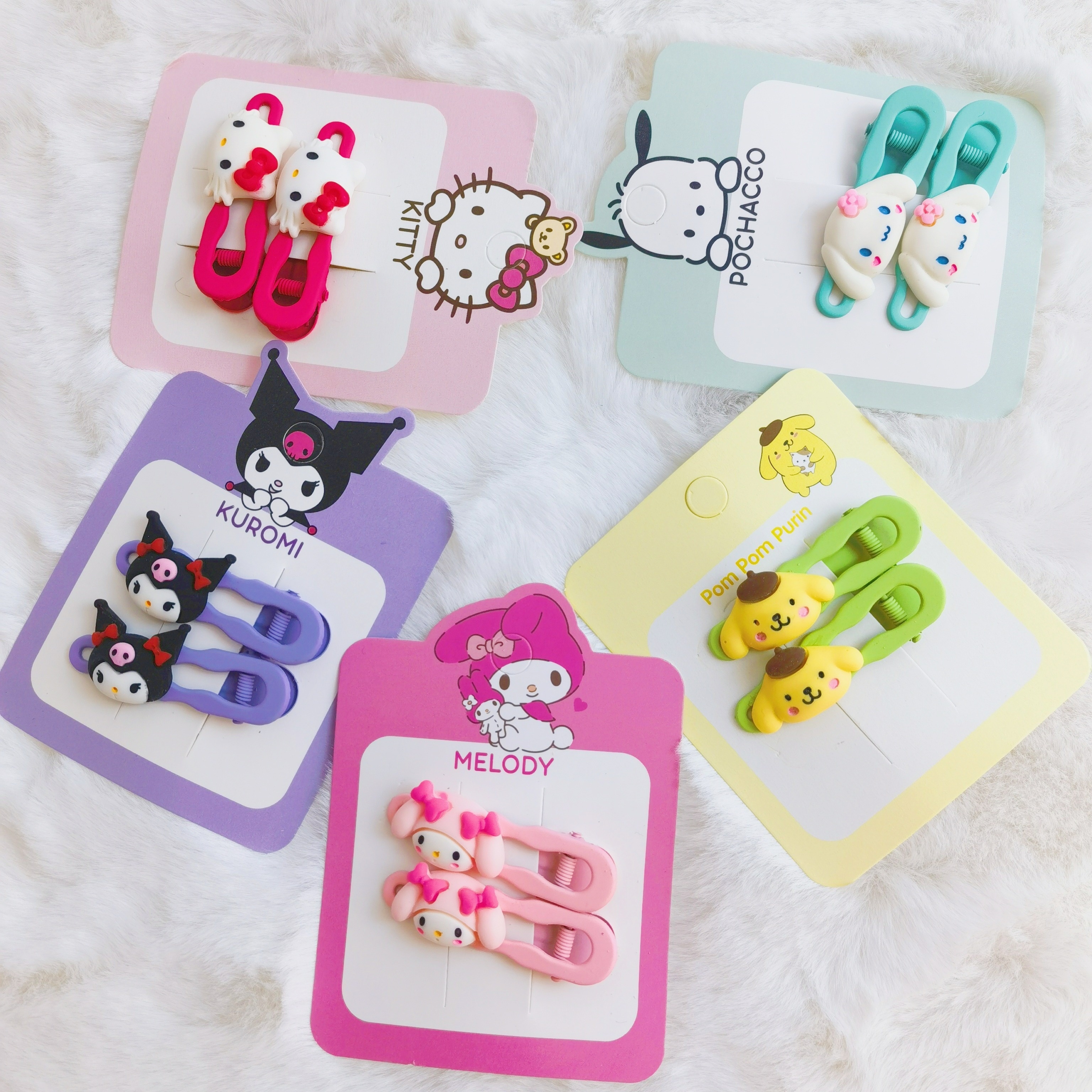 10pcs Set Of Cartoon Cute Hairpin Collection - Hello Kitty, My Melody, Pompompurin, Kuromi, - Resin Clips Featuring Multiple Characters - Hair Additions Gifts For, Teens, And Adults, 2pcs Set