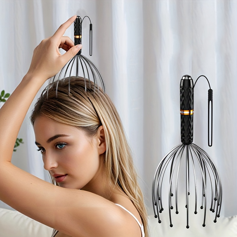 1pc 24 claws   massager 360 rollers at   ends massage imitating human hand kneading deep relaxation pressure home grade men and women head massage tool scalp massager