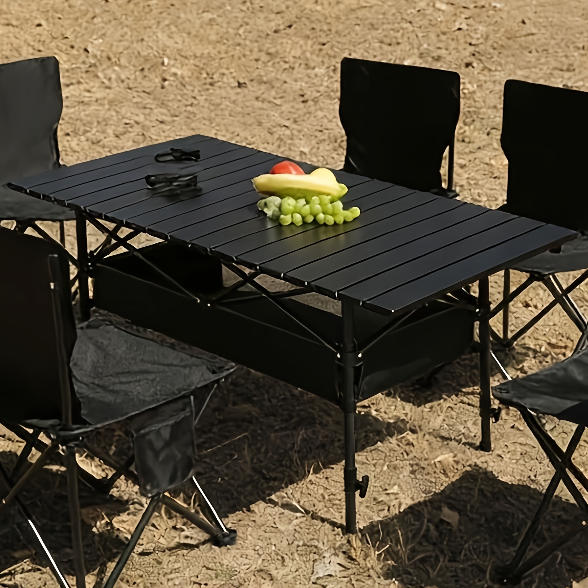 TEMU Portable Height-adjustable Folding Camping Table, 4-6 Person Outdoor Picnic Table With Carry Bag, Halloween And Christmas Gifts