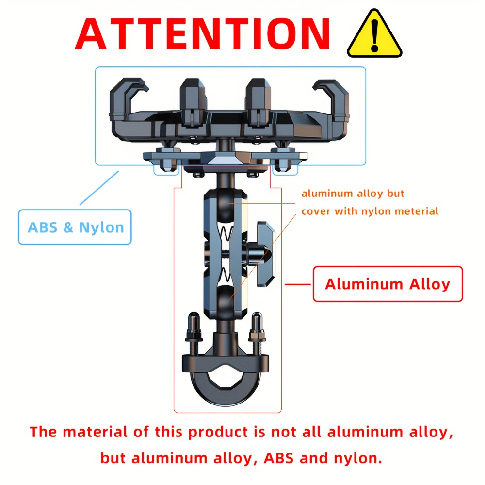 universal phone mount holder adjustable for motorcycle bicycle scooter atv stroller fits 4 5 7 smartphones with lens protection handlebar attachment details 0