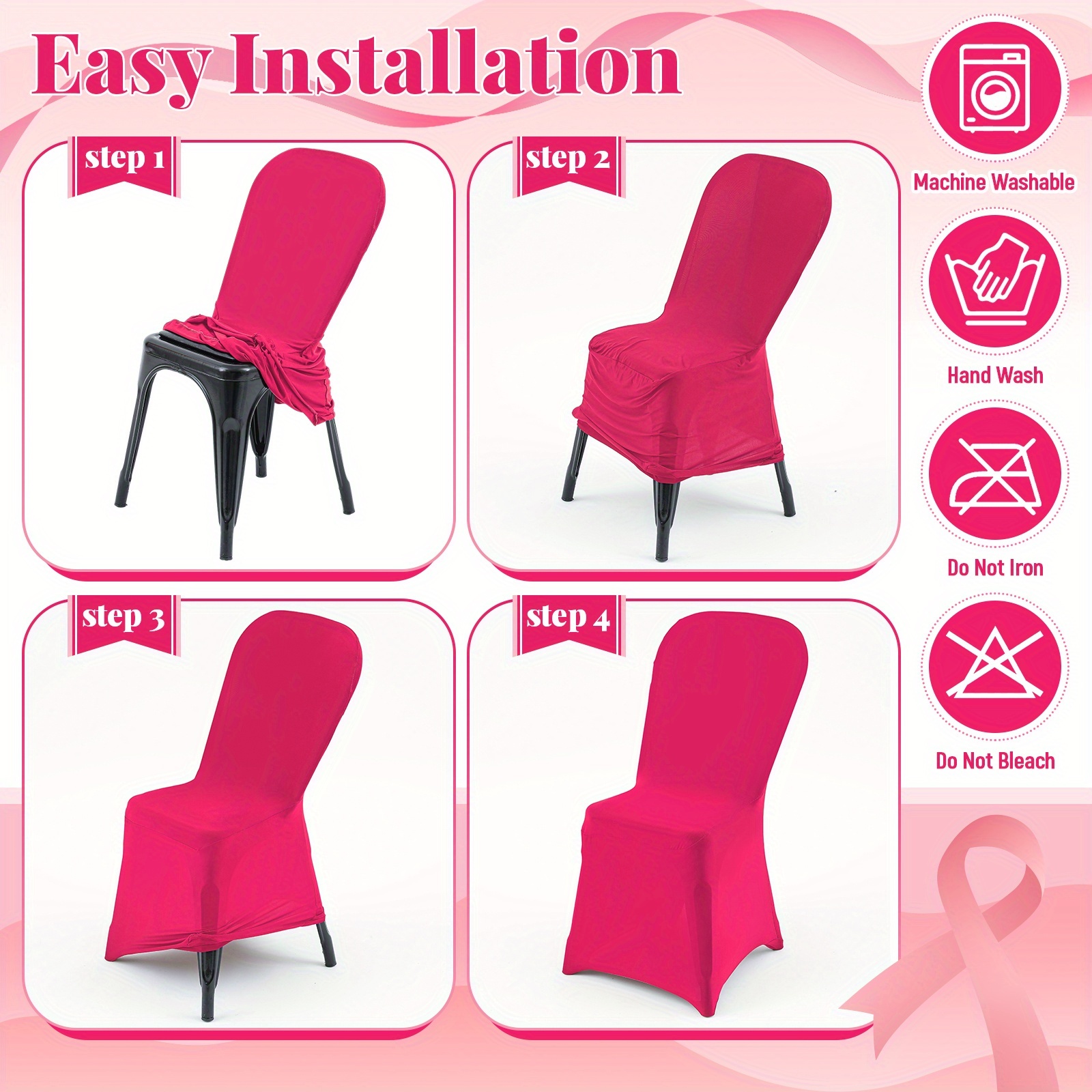 12pcs pink wedding party decoration folding chair covers Temu