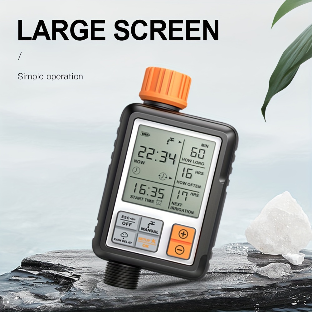 

1pc, Electronic Large-screen Water Timer Automatic Watering System Multi-scene Suitable Rain Delay Lock Function For Outdoor Garden Plants Lawn Greenhouse 6.3*3.35*2.2inch