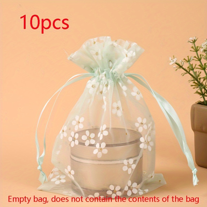 Image of Gift For Her/him 10pcs, Organza Drawstring Gift Bag, Printed Drawstring Bag, Wedding Party Gift Bag, Snack Chocolate Packaging Bag, Jewelry Packaging Bag