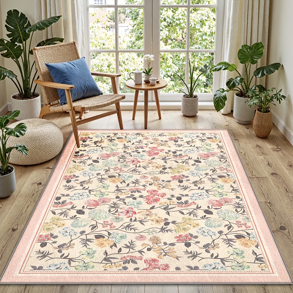 TEMU Velvet/decor/machine Washable Area Rug Polyester Carpet Light Luxury Minimalist Geometric Pattern Balcony -soft Thickened Multiple Sizes Living