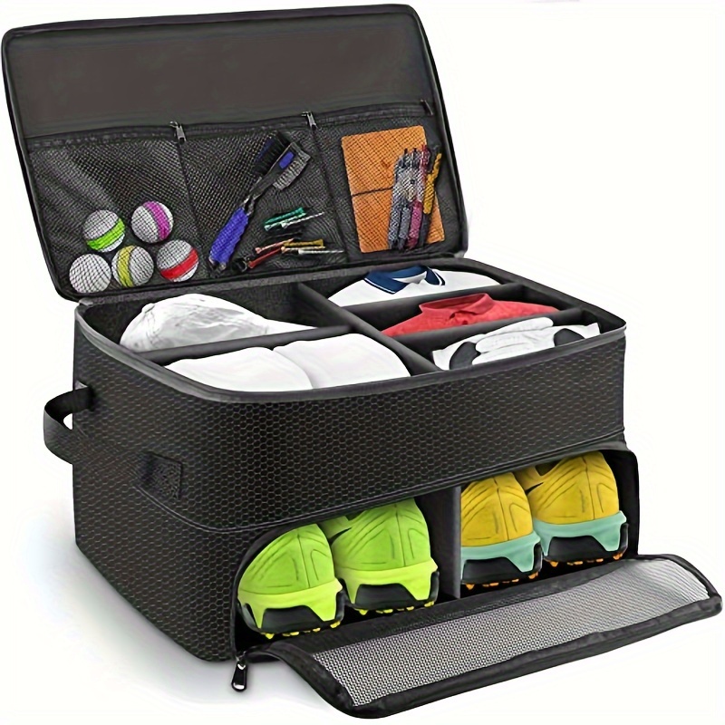 TEMU 1pc Grand Organisateur de Golf, Boîtier de Rangement Pliable et Portable pour Coffre de Voiture, Matériau Durable avec Ventilation, Compartiment