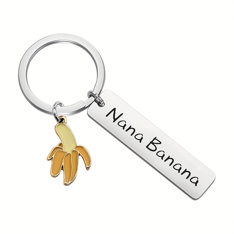 TEMU Anillo de Llave de Acero Inoxidable Banana con Colgante de - Regalo Divertido y Lindo para y Familiares, para Decoración de Bolsos o Llaves de