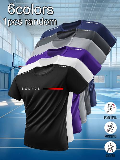 item picture random single piece pc mens sports t shirt breathable quick dry short sleeve crewneck outdoor sports ultra light mens crewneck casual sports t shirt quick drying sweat wicking stretchy breathable mesh compression shirt