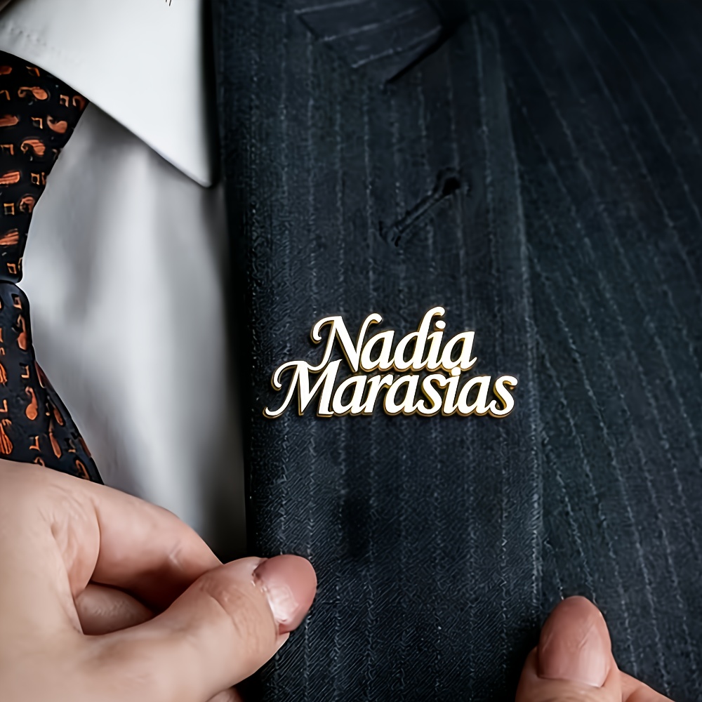 TEMU Custom Letter Name Brooch, Stainless Steel Two-tier Name Brooch, Men' Minimalist Name Pin Gift, Suit Lapel Badge Jewelry Elegant Accessory,